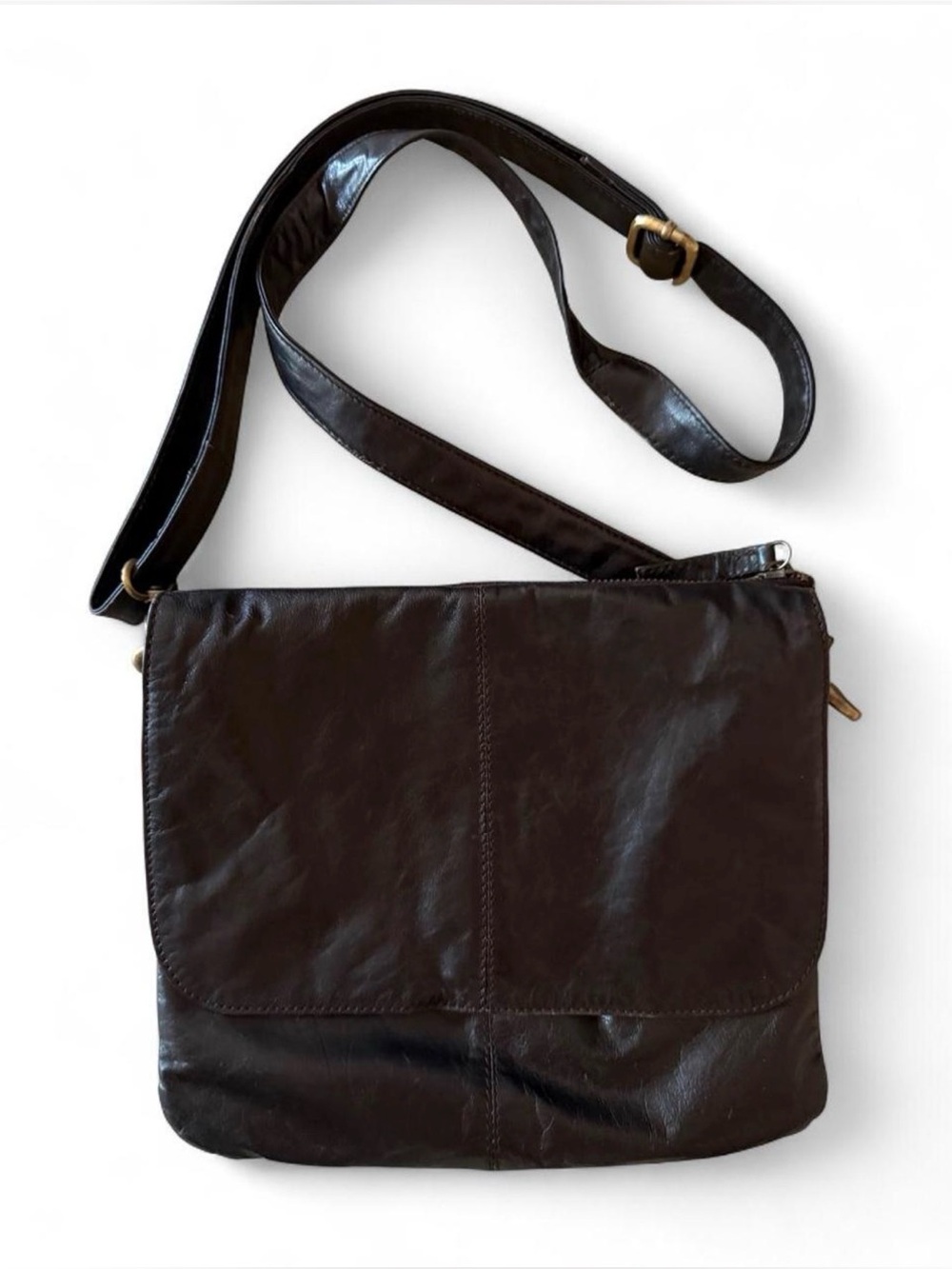 LATICO LEATHER dark espresso leather crossbody bag with adjustable strap. EUC.